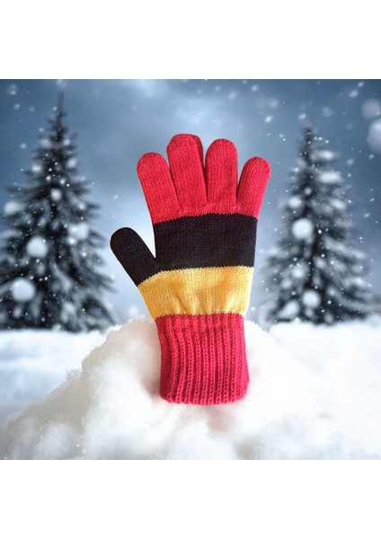 Garson Beden Erkek Çocuk Eldiven Sarı Kırmızı - 8-12 Yaş
