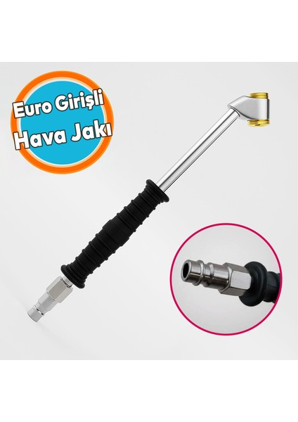 Hava Basma Jakı Siyah Euro Girişli Küresel Hortum Giriş Kompresör Lastik Şişirme