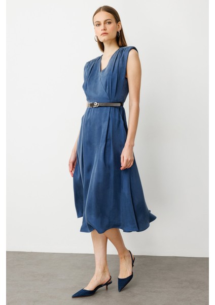 Beli Kemerli Omzu Drapeli Elbise modelleri