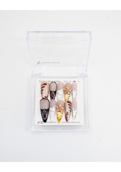 10'lu Renkli Extra Extra Extra TT1397 Tekrar Kullanılabilir El Yapımı Protez Takma Tırnak - Renkli-S modelleri