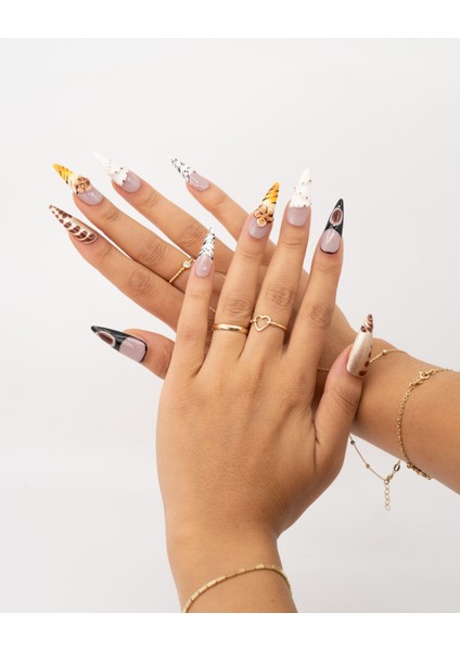 10'lu Renkli Extra Extra Extra TT1397 Tekrar Kullanılabilir El Yapımı Protez Takma Tırnak - Renkli-S indirimleri