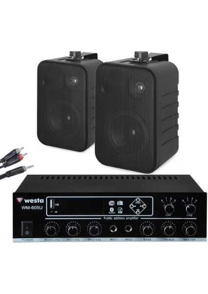 Mağaza Ses Sistemi Seti | 2 Hoparlörlü Güçlü Anfi ile Net ve Kaliteli Ses Deneyimi