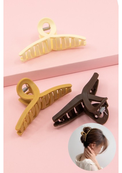 Kadın 3'lü Siyah Fiyonk Mandal Toka Seti