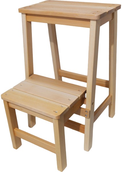 Ahşap Merdiven Tabure – 2 Basamaklı - Sağlam, Şık ve El Yapımı