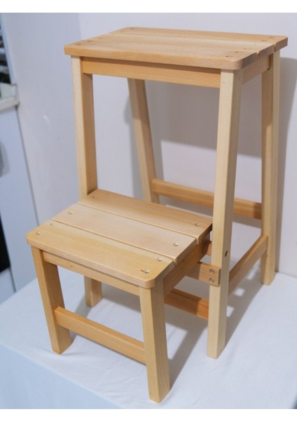 Ahşap Merdiven Tabure – 2 Basamaklı - Sağlam, Şık ve El Yapımı