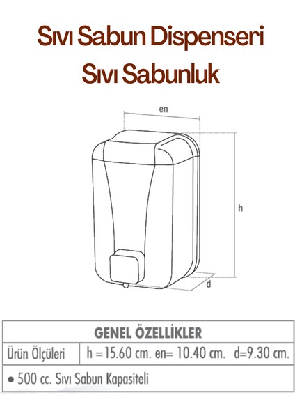 Sıvı Sabunluk Sabun Dispenseri Duvara Monte 500 cc modelleri