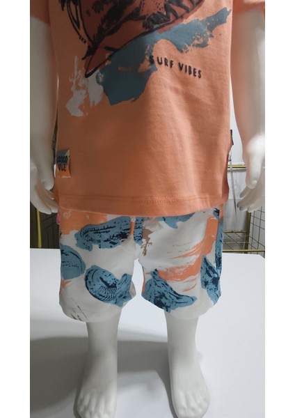 Çocuk Unisex Kız Erkek Şortlu Alt Üst Takım Kreş %100 Pamuk Rahat Tarz Tasarım Premium, Turuncu modelleri