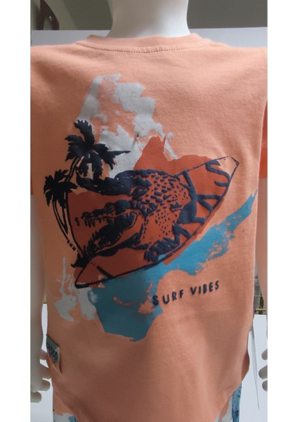 Çocuk Unisex Kız Erkek Şortlu Alt Üst Takım Kreş %100 Pamuk Rahat Tarz Tasarım Premium, Turuncu indirimleri