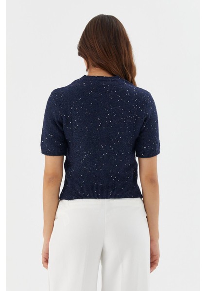 Simli Kısa Kol Triko Bluz Lacı indirimleri