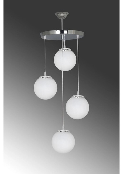 Sarkıt Tepsi Gümüş 4'lü Beyaz Camlı Avize fiyatları