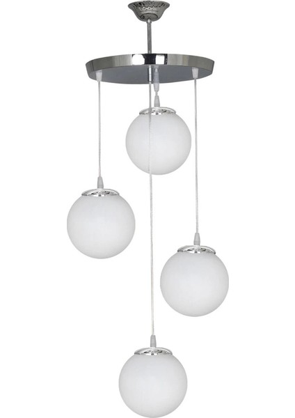 Sarkıt Tepsi Gümüş 4'lü Beyaz Camlı Avize modelleri