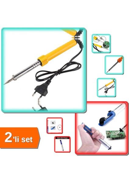 Lehim Pompası + Lehim Havya 60W Kalem Havya Seti - Profesyonel Lehimleme Kit PZ78RT