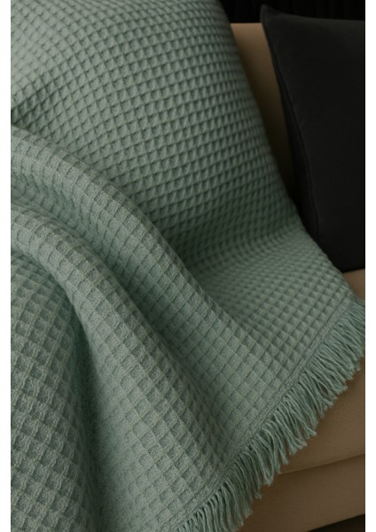 Pamuklu Dokulu Ekru Koltuk Şalı 170X220 cm – Saçaklı Tv Battaniyesi & Dekoratif Koltuk Örtüsü modelleri