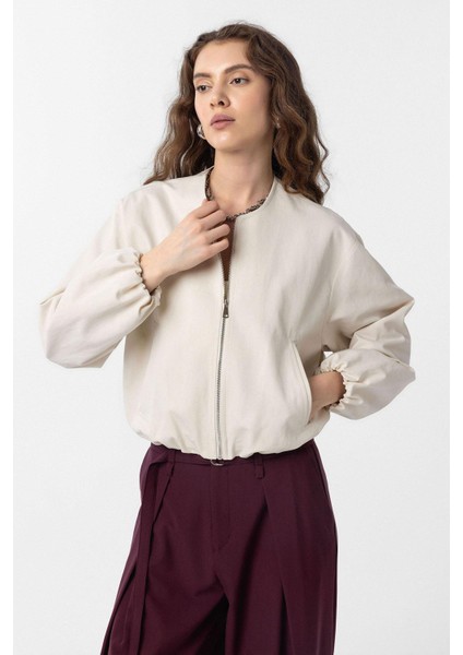 Taş Crop Kadın Bomber Mont
