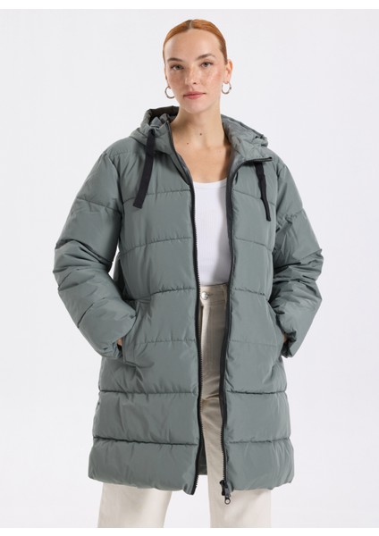 Antrasit Kadın Kaban Onlclaır Puffer Hood Coat cc Otw