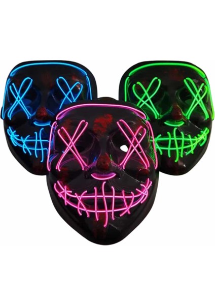 Işıklı LED Maske Parti Eğlence Maskesi Hallowen Neon Maske - M091R758-K50091 modelleri