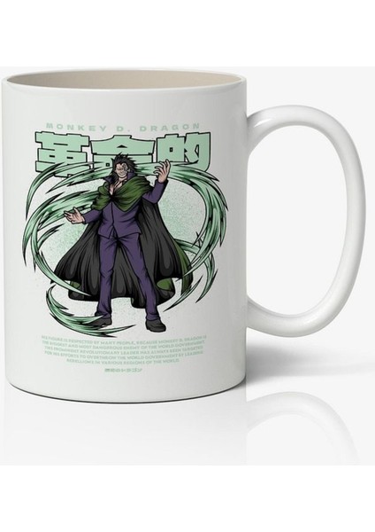 One Piece Monkey D. Dragon Anime Temalı Beyaz Kupa Bardak Sevgiliye Arkadaşa Hediye