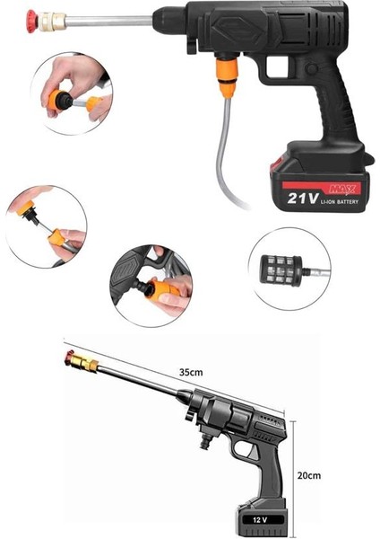 Akülü Oto Araç Yıkama Yüksek Basınçlı Araba Yıkama Makinesi Şarjlı - M089B977-N30089 fırsatları