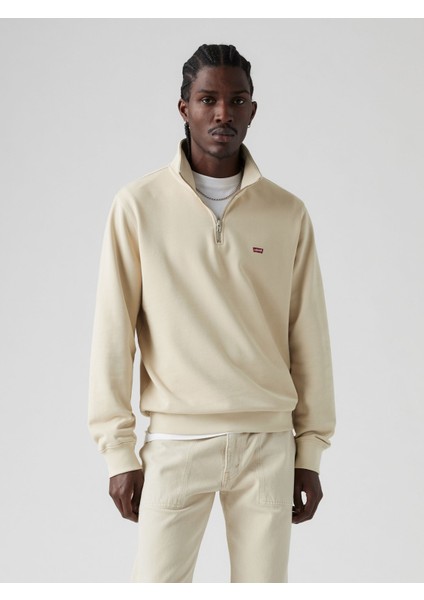 Erkek Krem Rengi Fermuar Yaka Sweatshirt 001TU-0002