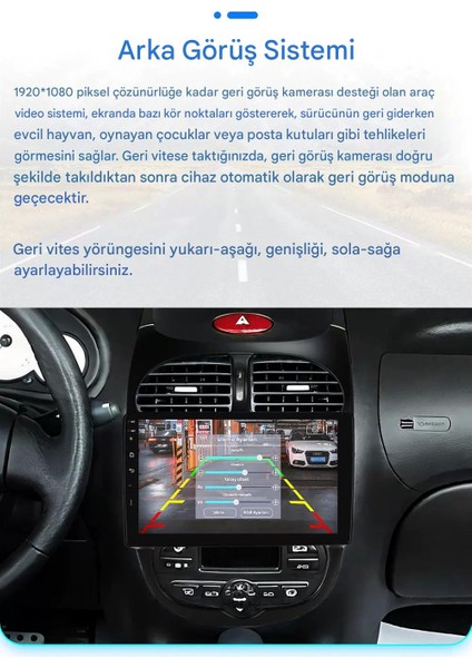 1999-2010 Peugeot 206 Için 8+128GB, 9 Inç Carplay Destekli, Kameralı Multimedya Navigasyon Ekran Sistemi indirimleri