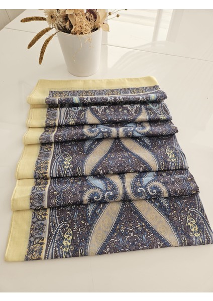 Etnik Desenli Sarı ve Mavi Tonlarında Soft Şal modelleri