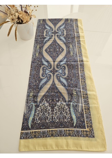 Etnik Desenli Sarı ve Mavi Tonlarında Soft Şal fırsatları