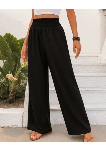 Kadın Yüksek Bel Lastikli Ithal Krep Pantolon