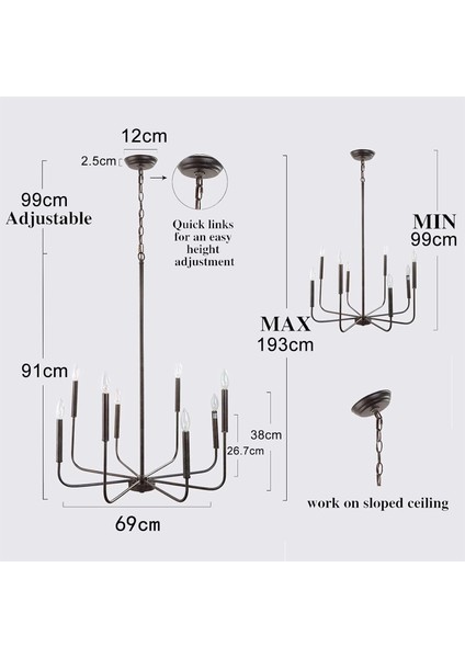 Wayli 8'li Modern Siyah Avize indirimleri