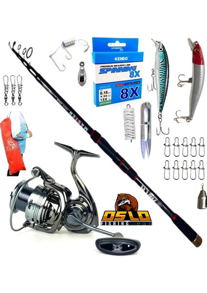 Next 4000 240CM 7-35GR Oslo Master Tele Rapala Maket Balık Spin Olta Takımı Seti