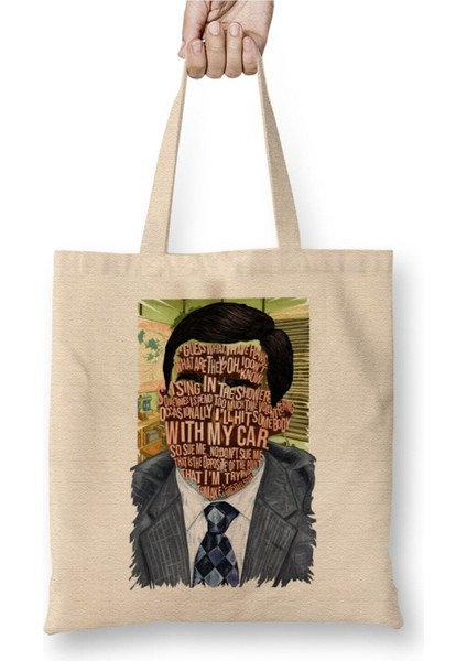 The Office Michael Scott Crying Beyaz Bez Çanta Uzun Saplı Alışveriş Çantası Plaj Çantası