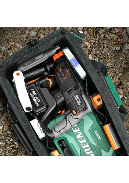 Greener 18 Inç Kanvas Alet Çantası, Güvenlik Yansıtıcı Şeritler, Büyük Kapasiteli Çok Cepli, Geniş Ağızlı, Ayarlanabilir Omuz Askılı Alet Çantası (Yurt Dışından) modelleri