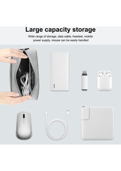 Haweel HWL2126 Dijital Aksesuarlar Için Taşınabilir Taşıma Çantası Suya Dalı Fermuarlı Çanta Veri Kablosu Güç Bankası Saklama Kılıfı - Gri (Yurt Dışından) indirimleri