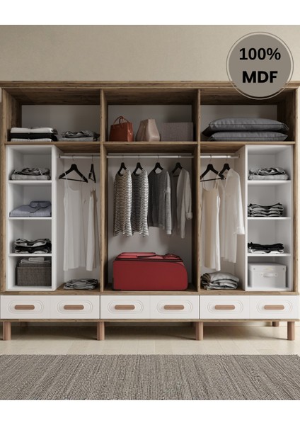 Otto 6 Kapaklı Aynalı Çekmeceli Mdf Gardırop modelleri