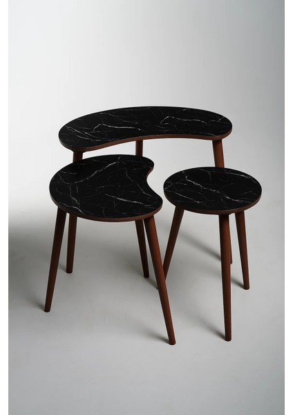 3'lü Zigon Sehpa Mdf Siyah Mermer Desen Berlin Model Sehpa fırsatları