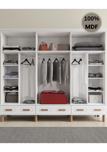 Otto 6 Kapaklı Aynalı Çekmeceli Mdf Gardırop modelleri