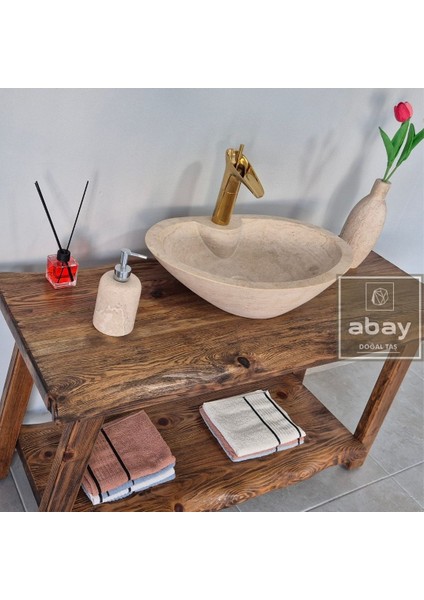 Traverten Batarya Çıkışlı Elips Lavabo modelleri