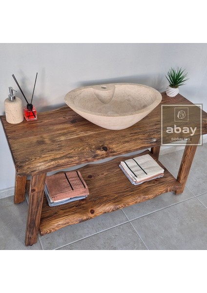 Traverten Batarya Çıkışlı Elips Lavabo