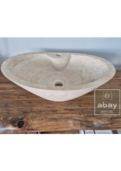 Traverten Batarya Çıkışlı Elips Lavabo