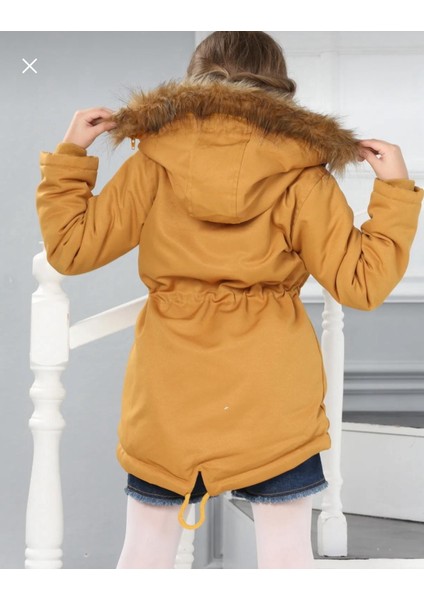 Kız Çocuk Su Geçirmez Çıkarılabilir Kapüşonlu Pelüş Kürk Astarlı Uzun Mont Kaban fırsatları