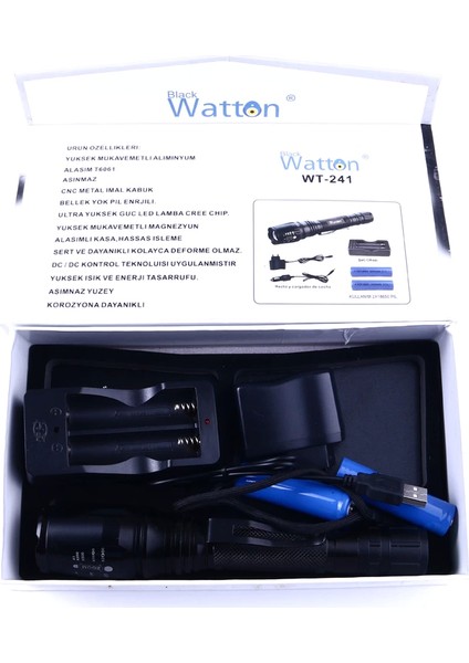 Profesyonel Tx6 Şarjlı Zoomlu El Feneri Wt-241