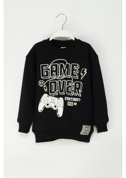 Mojo Erkek Çocuk 4-9 Yaş Game Baskılı Sweatshirt Siyah