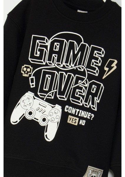 Mojo Erkek Çocuk 4-9 Yaş Game Baskılı Sweatshirt Siyah modelleri