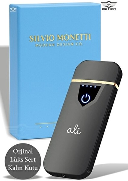 Kişiye Özel Baskılı Vip Alevsiz Çakmak Parmak Izi Dokunmatik Şarjlı Çakmak Siyah modelleri