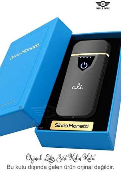 Kişiye Özel Baskılı Vip Alevsiz Çakmak Parmak Izi Dokunmatik Şarjlı Çakmak Siyah indirimleri