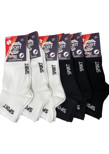 6 Çift % 100 Pamuk Erkek Patik Çorap Bilek Boy