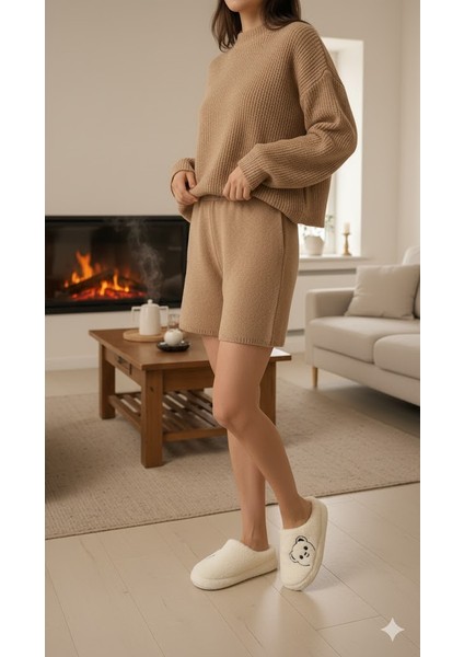 Kadın Peluş Tüylü Köpek Figürlü Rahat Ev Botu Pandufu Terlik modelleri