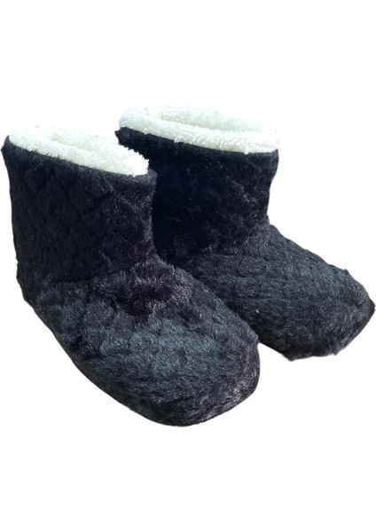 Auris B2025001 Kadın Peluş Kışlık Günlük Ev Botu Siyah