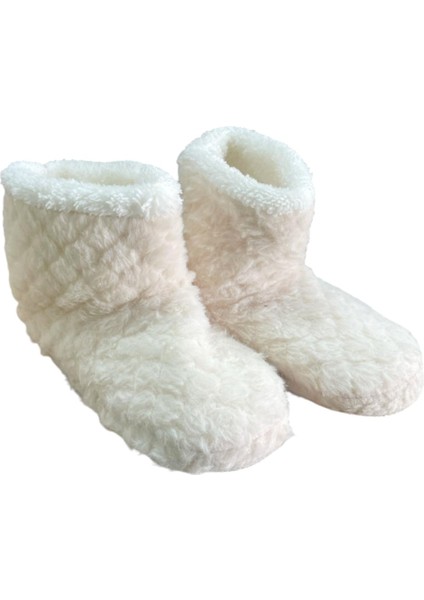 Auris B2025001 Kadın Peluş Kışlık Günlük Ev Botu Bej