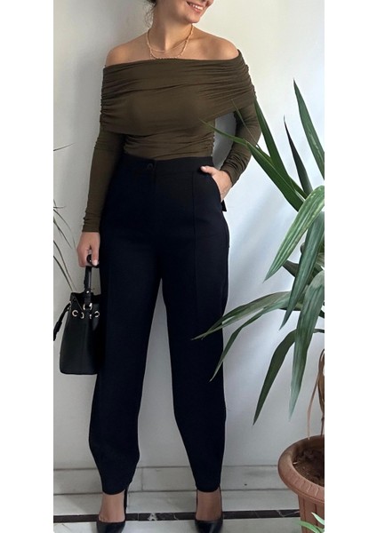 Kadın Siyah Paça Detaylı Pantolon fiyatları