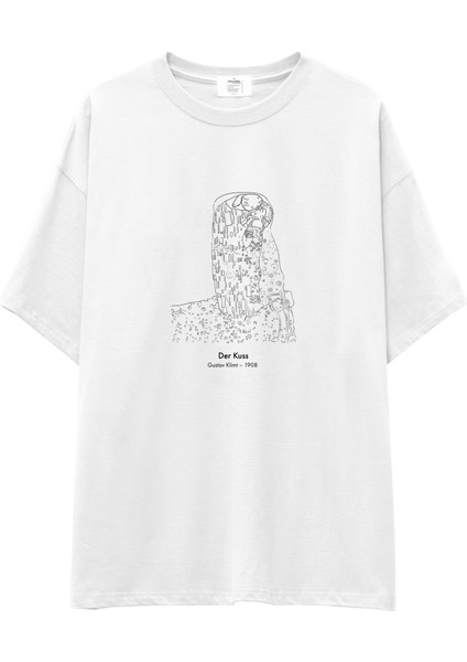 Der Kuss Oversize Tişört - Beyaz